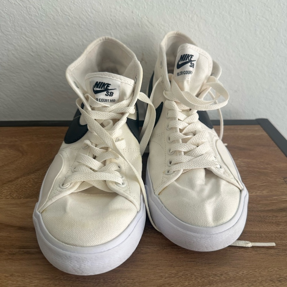 Nike SB Cream Canvas Sneakers with Black Swoosh
